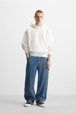 ZARA ДЖИНСЫ СВОБОДНОГО КРОЯ В РАБОЧЕМ СТИЛЕ, СИНИЙ