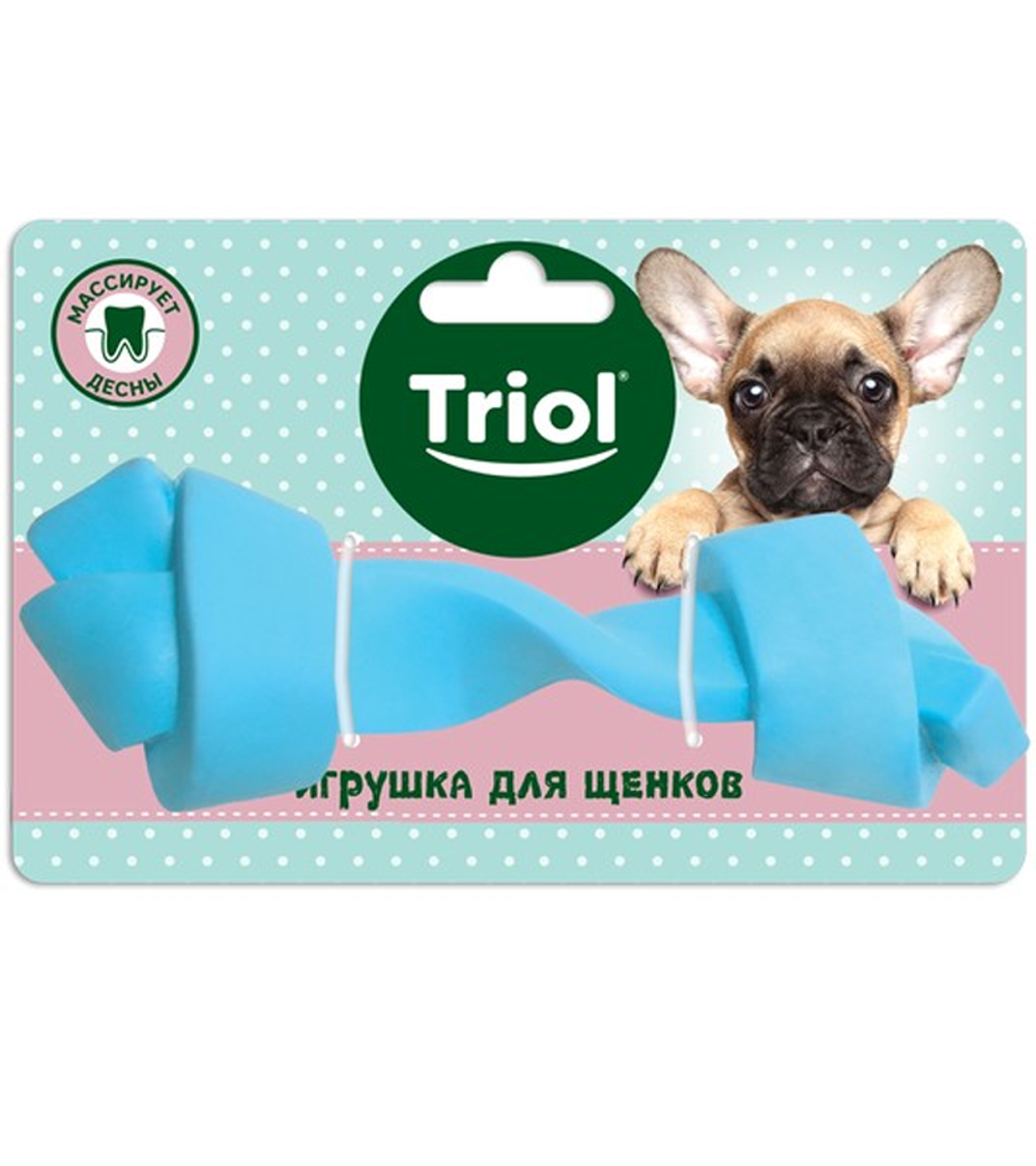 Игрушка для щенков из термопластичной резины "Кость узловая", голубая, 135мм, серия PUPPY, Triol