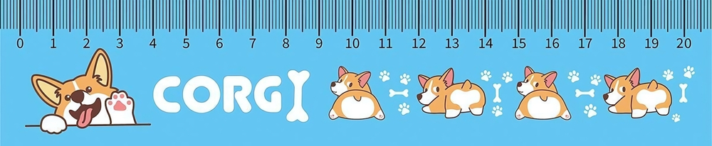 Закладка-линейка 20 см "Милые корги 2023" (Пчелка)