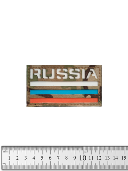 Шеврон Флаг Russia кордура с ИК ремиссией 5х9 см. Мультикам/триколор