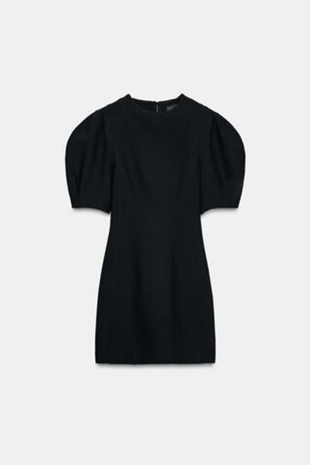 ZARA КОРОТКОЕ ПЛАТЬЕ С ОБЪЕМНЫМИ РУКАВАМИ, ЧЕРНЫЙ