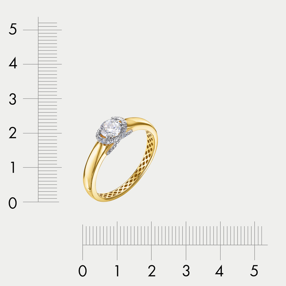 Кольцо женское из желтого и белого золота 585 пробы с фианитами (арт. дф1101583рл)