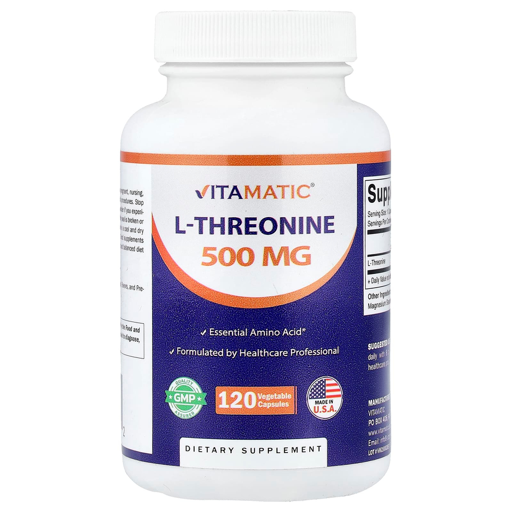 Vitamatic, L-треонин, 500 мг, 120 растительных капсул