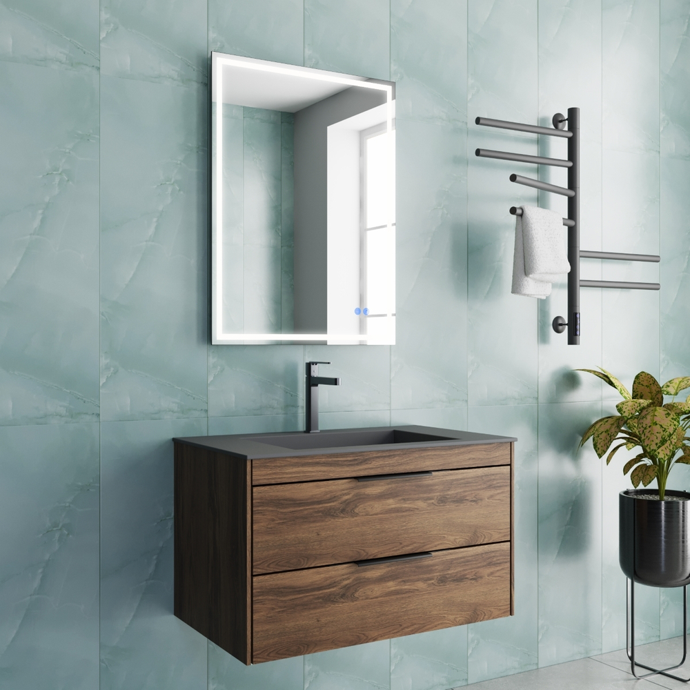 Тумба под раковину Vincea Chiara 2D 800 подвесная, 2 выкатных ящика soft-close, С.Oak