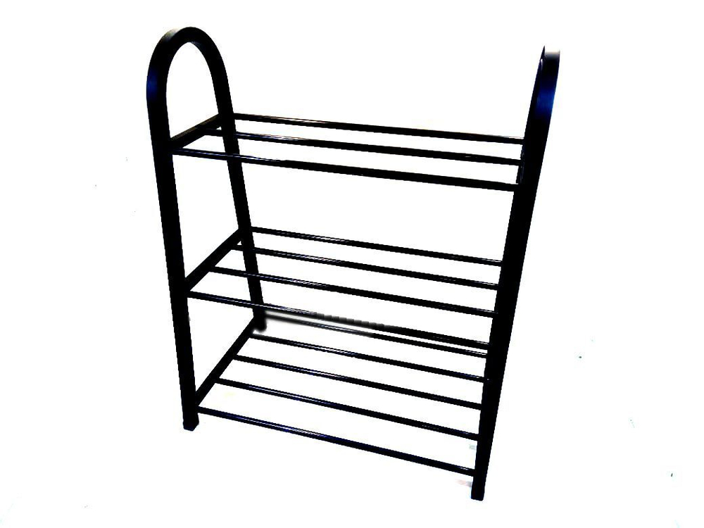 Складная этажерка для обуви (3 полки, размер 45х29х58 см,цвет черный)