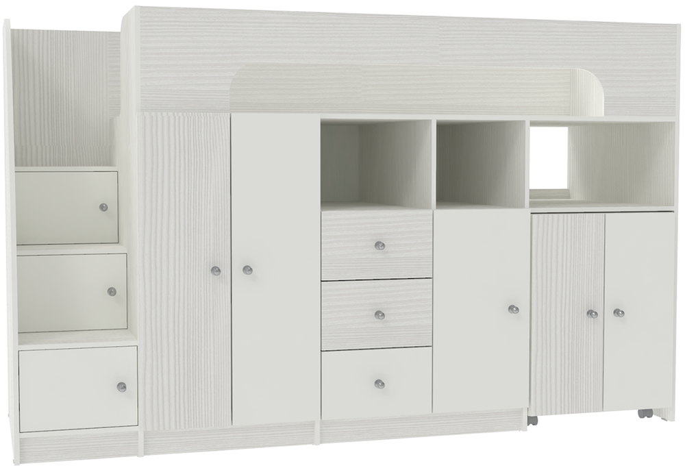 Кровать-чердак КарИВи Астра 11 Белое Дерево Белый