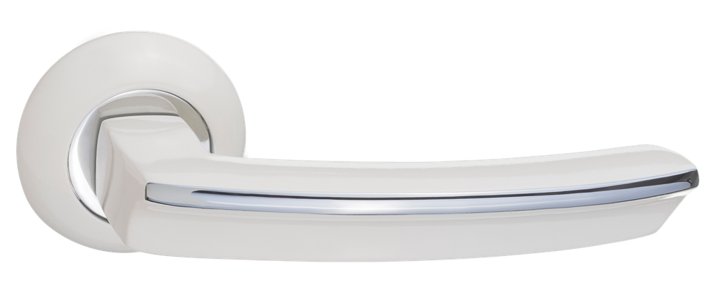 Ручка круг Ренц Ровиго, цвет белый/хром ЦАМ (гарантия - 10 лет)