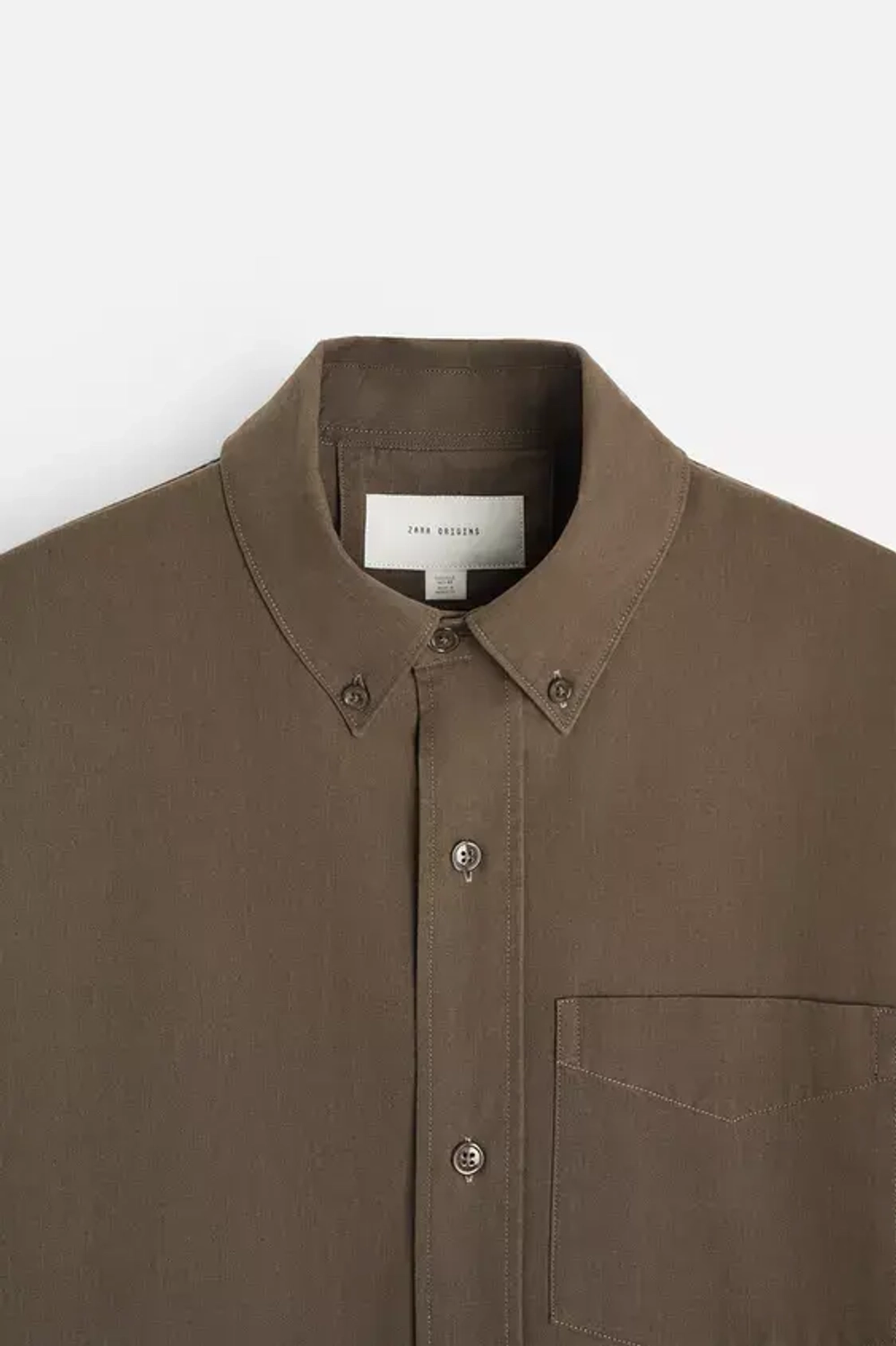 ZARА РУБАШКА ИЗ РЕЛЬЕФНОГО ХЛОПКА, СЕРО-КОРИЧНЕВЫЙ