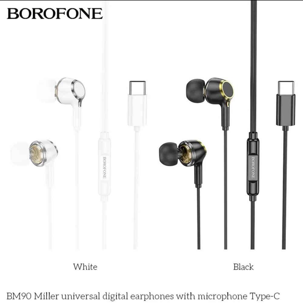 Наушники проводные Type-C -1.2м. с микрофоном Borofone BM90