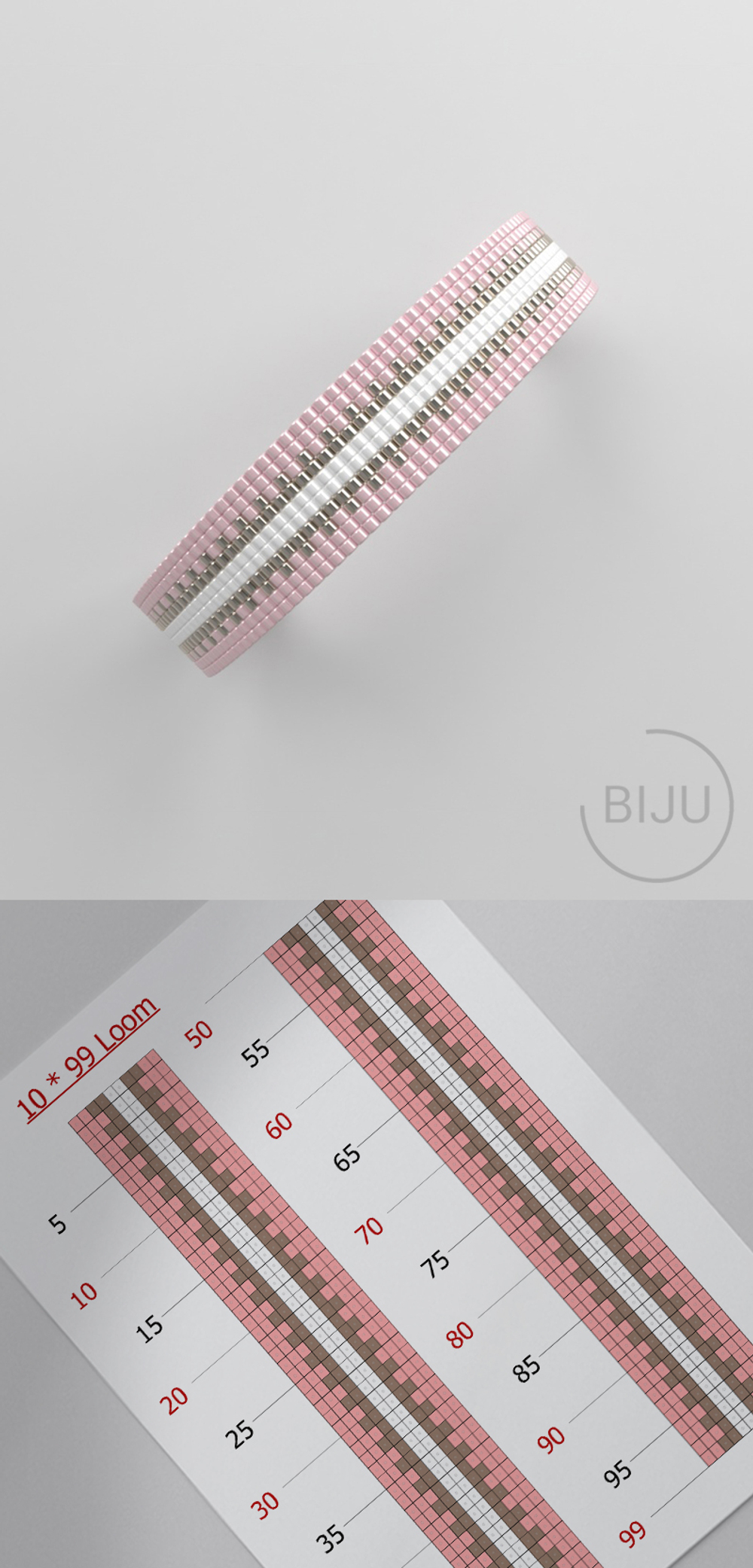 Схема LOOM, Схема браслета на станке, узор из Miyuki Delica 11/0, файл PDF, №288