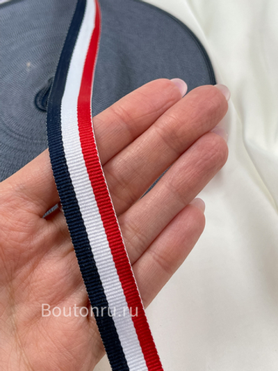 Лента репсовая 1,5 см синий красный белый