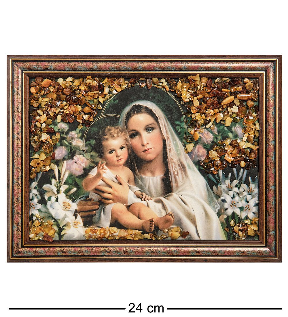 AMB-03/13 Икона Божией Матери (с янтарной крошкой) L-24см