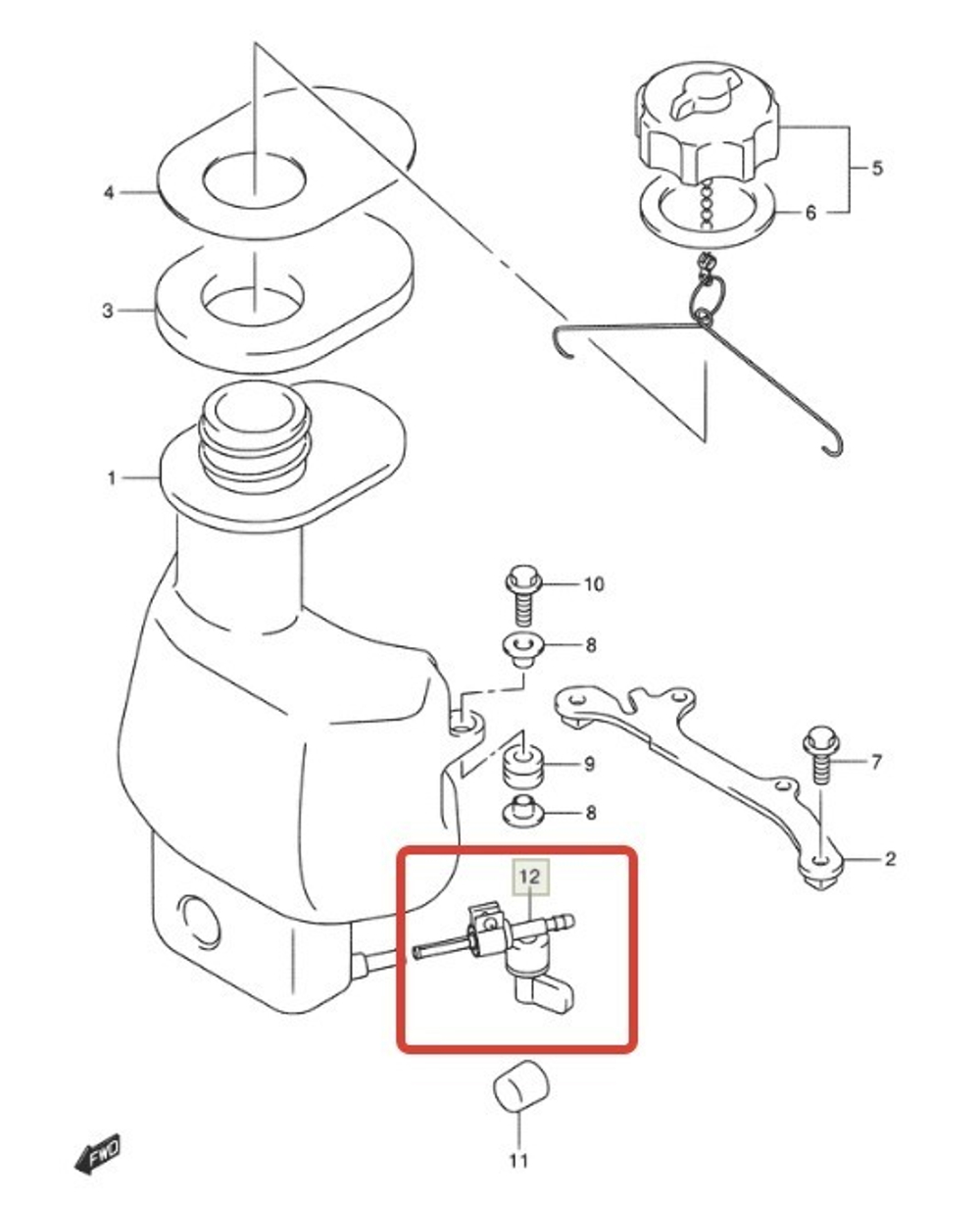 Кран Топливный для лодочных моторов Suzuki DF4/5/6 (66100-91JL0-000)