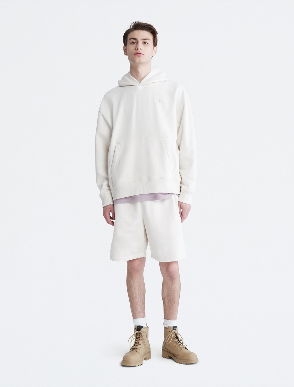 Худи Calvin Klein Relaxed Fit Archive Logo Fleece Bone White