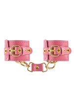 Розовые однослойные кожаные наручники (Цвет: розовый)