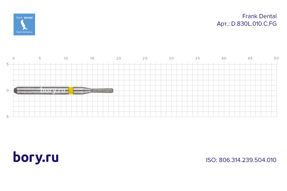 Бор алмазный желтый Frank Dental типа FG - D.830L.010.C.FG
