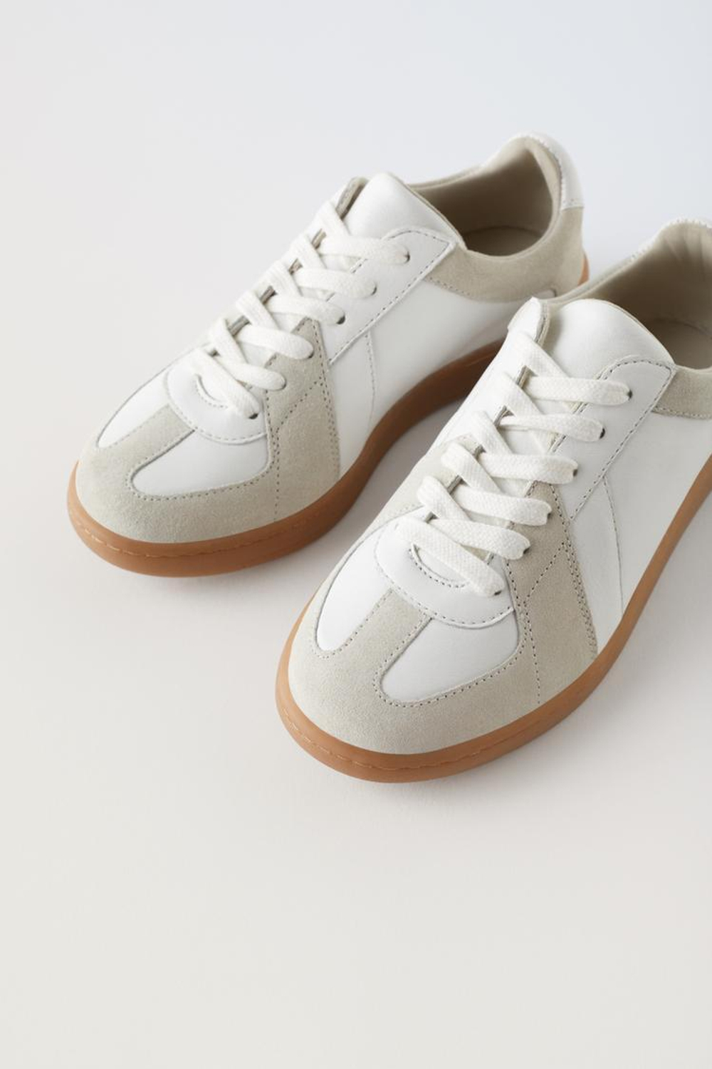 ZARA КОЖАНЫЕ КРОССОВКИ, БЕЛЫЙ