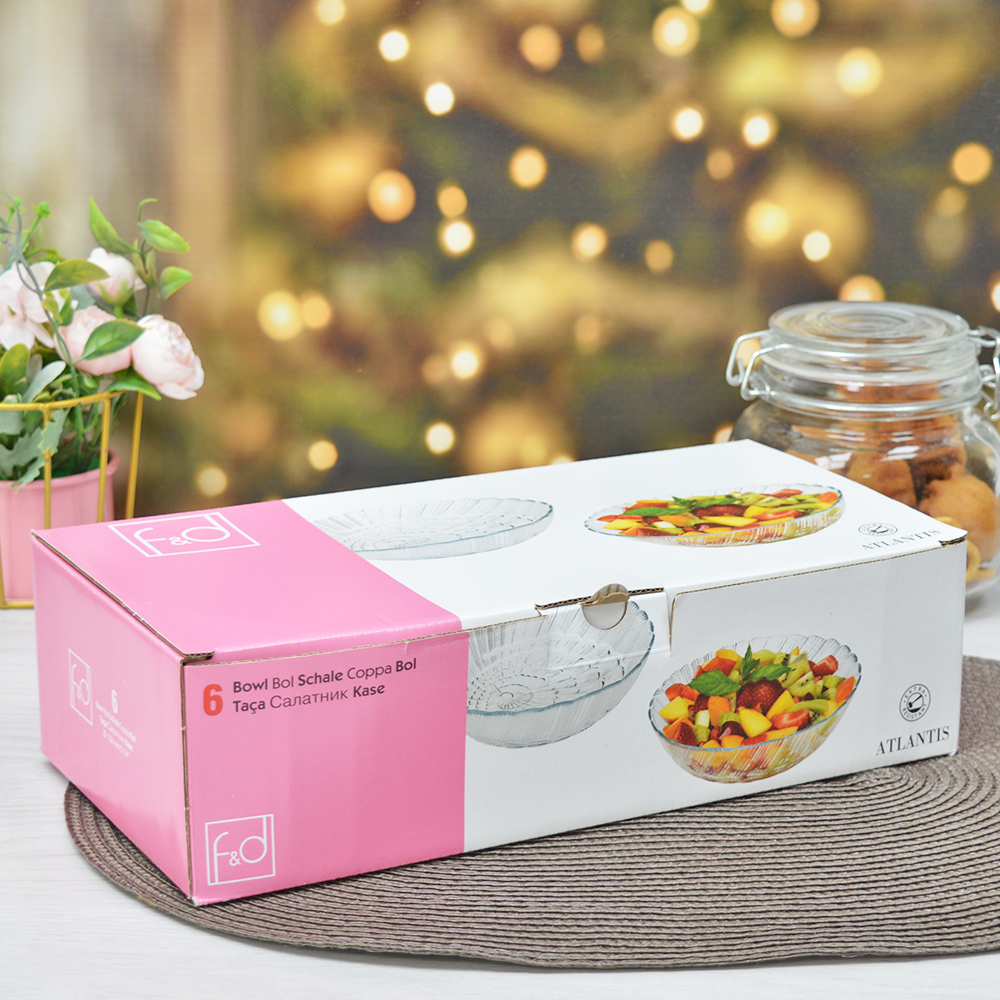 Набор салатников "Atlantis" 6шт 150мм, закаленное стекло