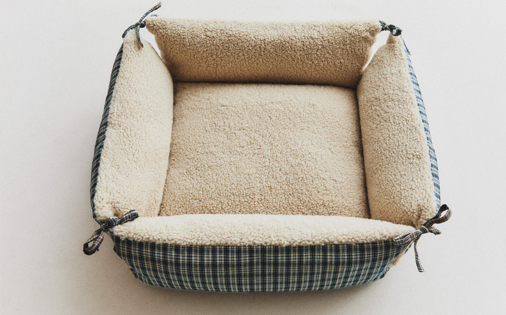 Лежак для животных Zara Home, в клетку гингем, 17 40 45 см