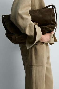 ZARA БРЮКИ BALLOON FIT ИЗ 100% ЛЬНА - LIMITED EDITION, РЫЖЕВАТО-КОРИЧНЕВЫЙ