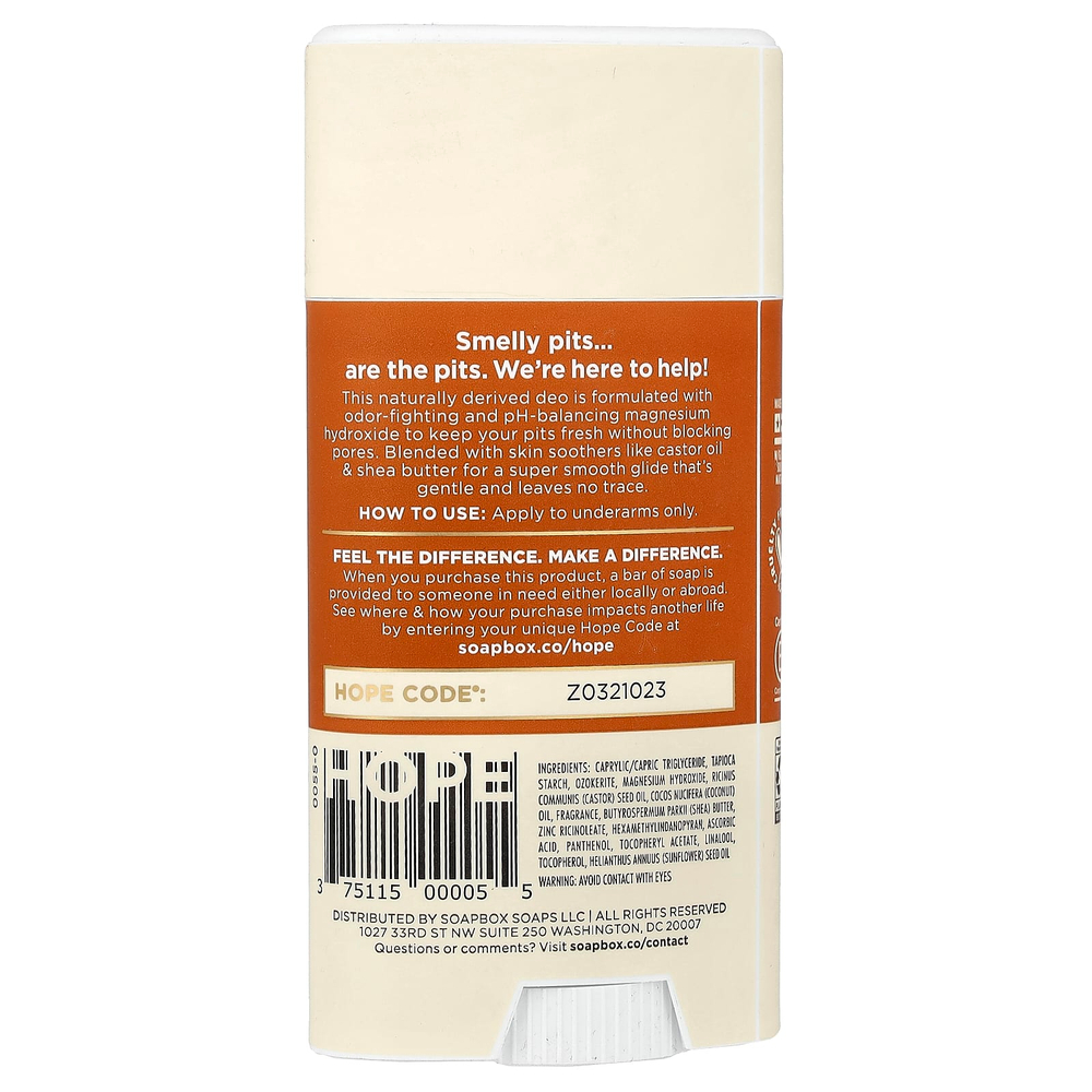 Soapbox, дезодорант без алюминия, кокос и ваниль, 75 г (2,65 унции)