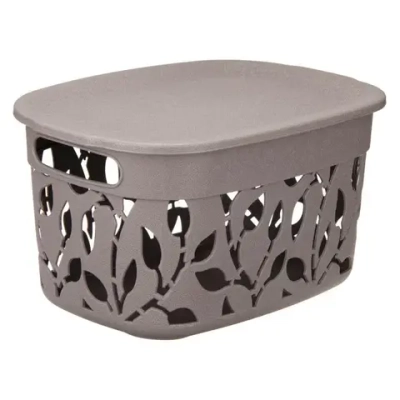 Коробка ФЛОРА 5,5л с крышкой французcкий серый 0,155*0,205*0,28 м (комплект 15 шт)