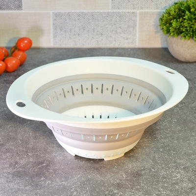 Дуршлаг 2л круглый складной "Zoom", светло-бежевый