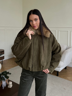 Парка замшевая зеленый