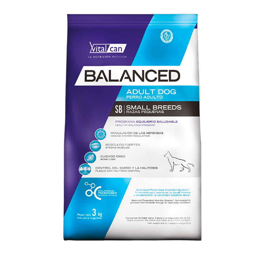 Сухой корм Vitalcan Balanced Dog Adult с курицей, для взрослых собак мелких пород, 3 кг.