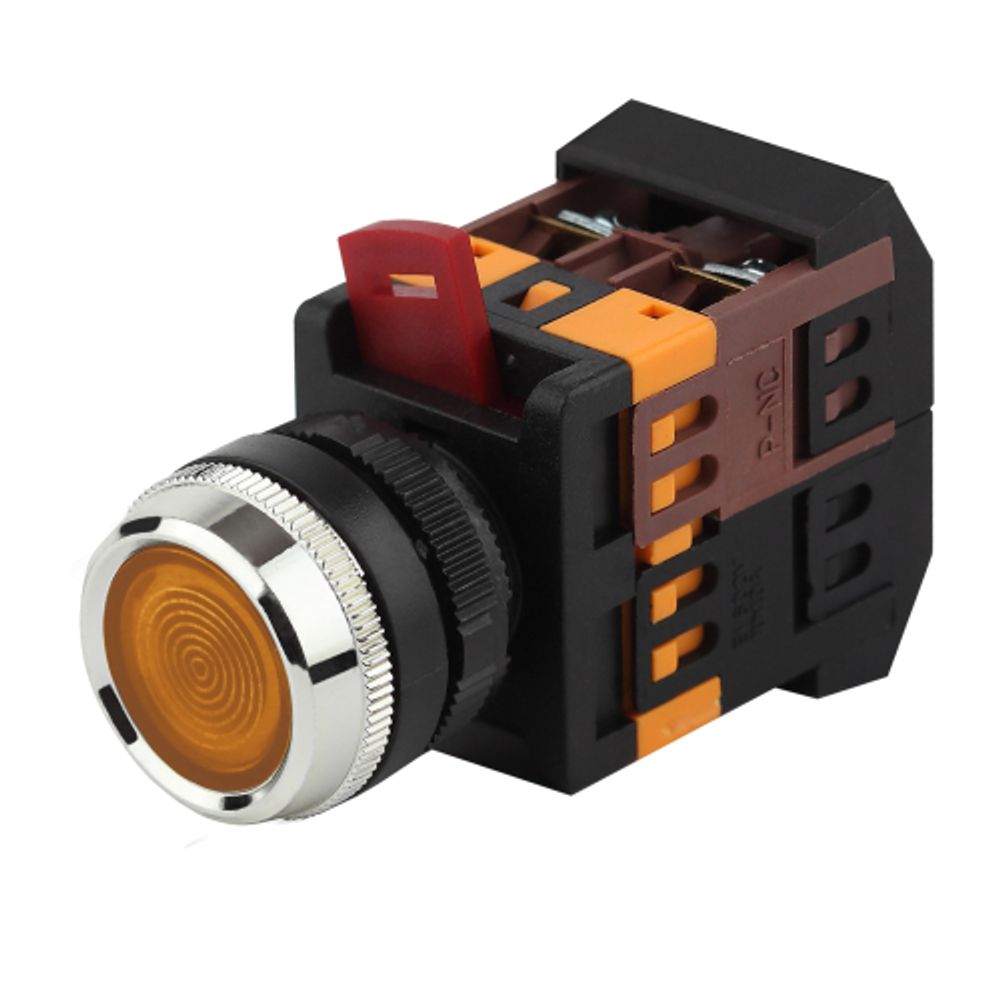 Кнопка ЭРА BBT30-ABLFS-K05E ABLFS-22 желтый d22мм неон 240В 1з+1р | Электротовары
