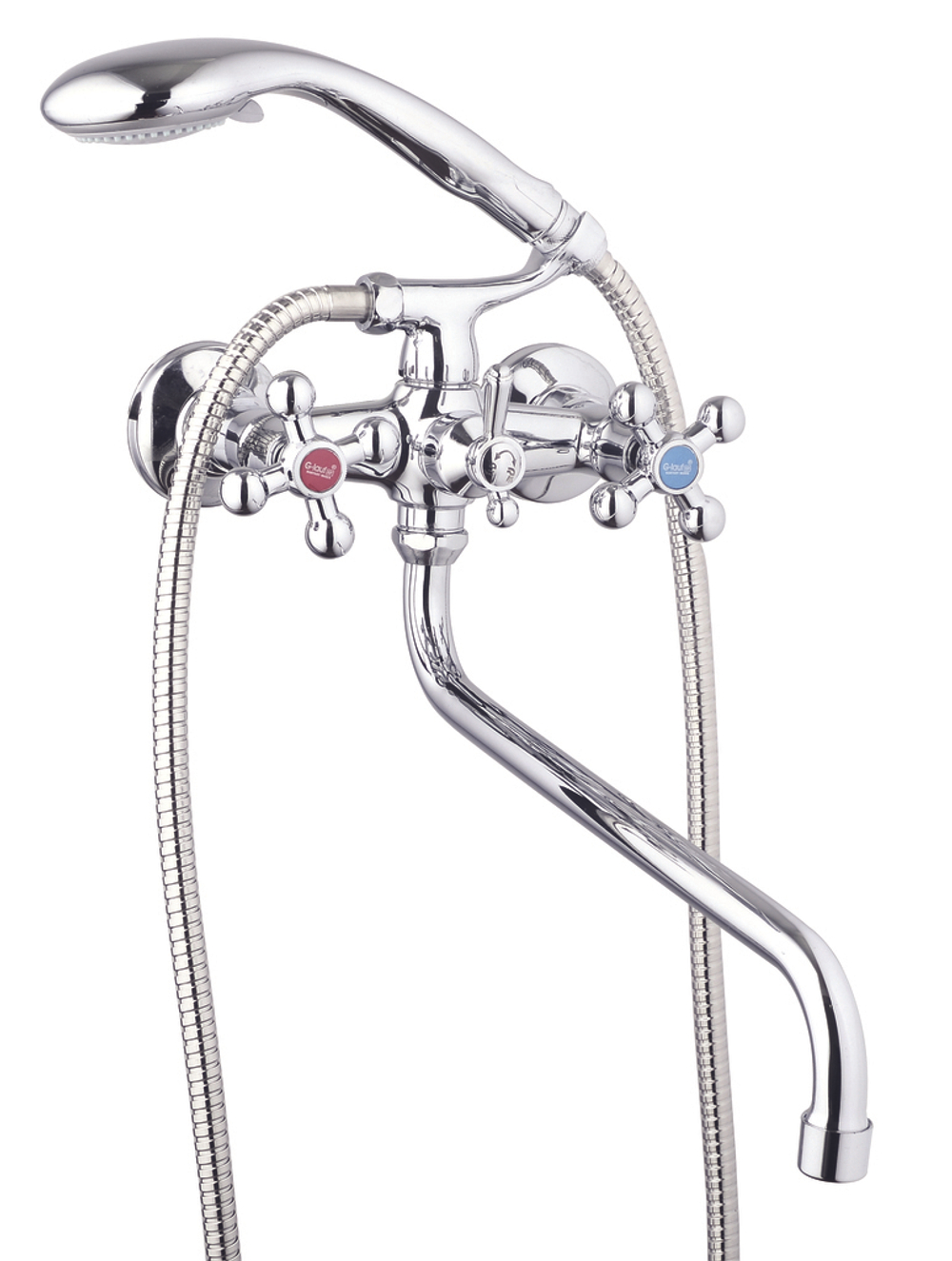 Смеситель для ванны и раковины 1/2 кер Glauf QTZ7-B856 шаровый перекл КРЕСТ