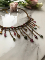 Колье из бисера ручной работы с камнем Турмалин