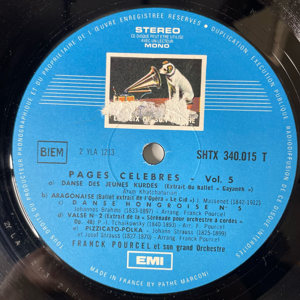 Винтажная виниловая пластинка LP Франк Пурсель Franck Pourcel Et Son Grand Orchestre Pages Celebres Vol.5 (Франция 1963)