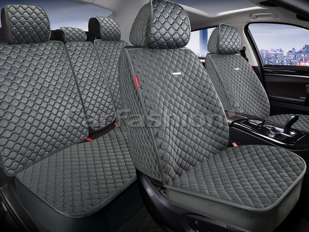 Накидки сидений ПОЛНЫЙ CarFashion (кт) -«POLO PLUS» 27338 -Велюр св серый