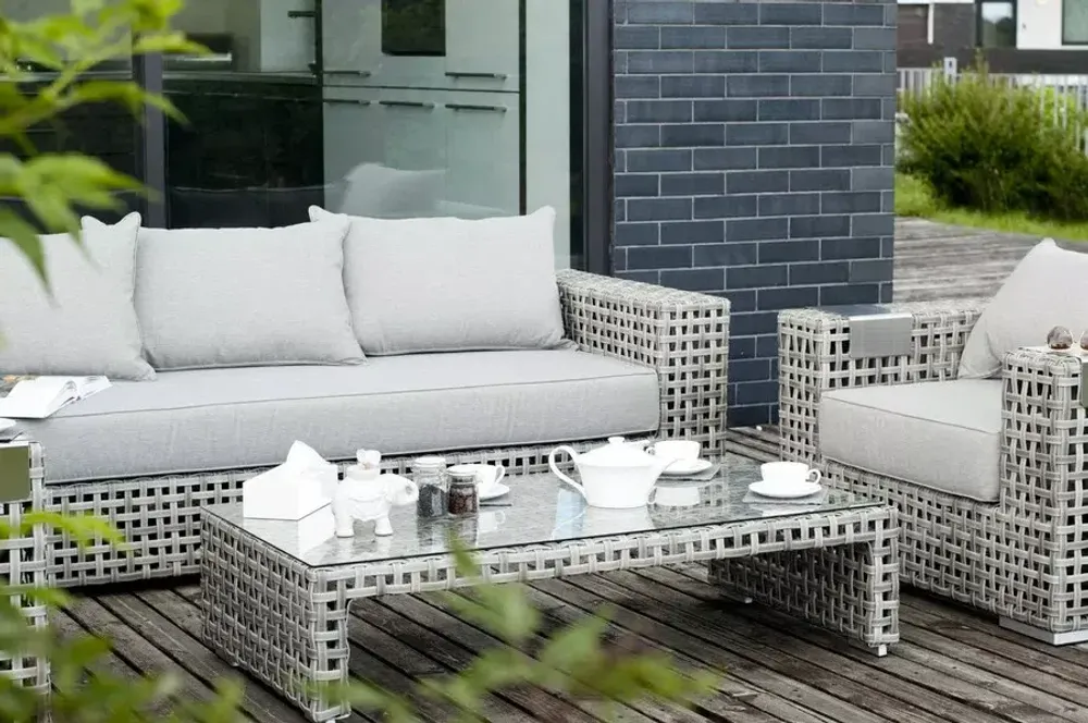 "Тито" лаунж-зона из искусственного ротанга, цвет серый