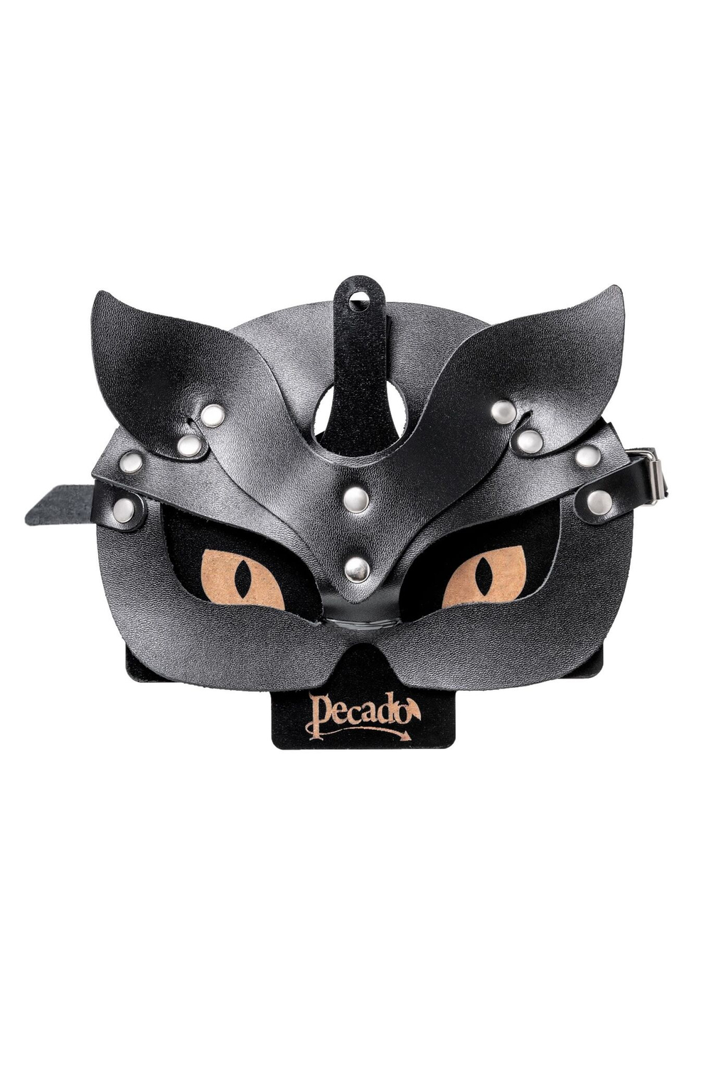 Черная кожаная рельефная маска кошки (Цвет: черный)