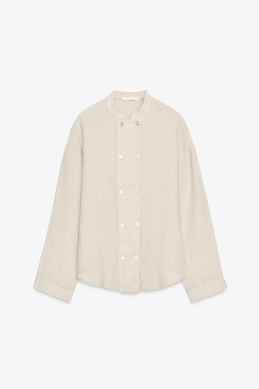 ZARA КУРТКА-РУБАШКА ИЗ 100% ЛЬНА — ZW COLLECTION, СВЕТЛО-БЕЖЕВЫЙ