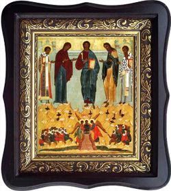 Празднество Всемилостивому Спасу и Пресвятой Богородице. Икона на холсте.