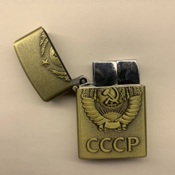подарочная зажигалка газовая Герб СССР, бронзовый