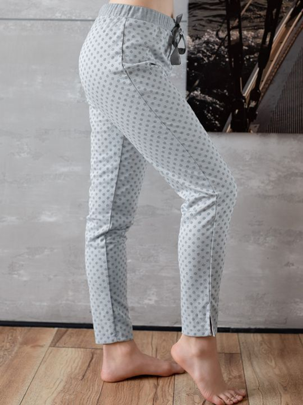 Домашние брюки на резинке (Размер: XL) (Цвет: серый)