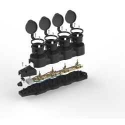 Колодка ЭРА KX-4e-B-IP44 каучуковая с заземлением 4 розетки 16A IP44 черная