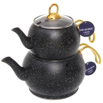 Чайник двойной турецкий 1,2+2л «Vicalina» черный VL-AA02H