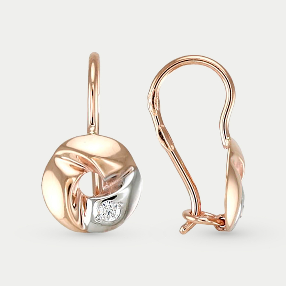 Серьги детские с фианитами из красного золота 585 пробы (арт. С-2391)