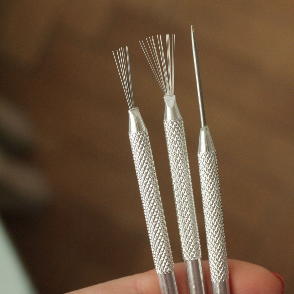 Набор инструментов металлические стеки для лепки "Набор три предмета: 2 текстурные кисти и шило"Кисть текстурная металлическая / стек для лепки