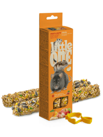 LITTLE ONE Палочки для хомяков, крыс, мышей и песчанок с фруктами и орехами (2х60 г)