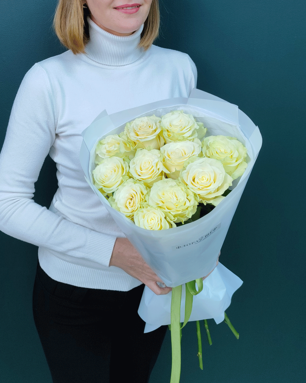Роза белая Эквадор,11 штук(00087)