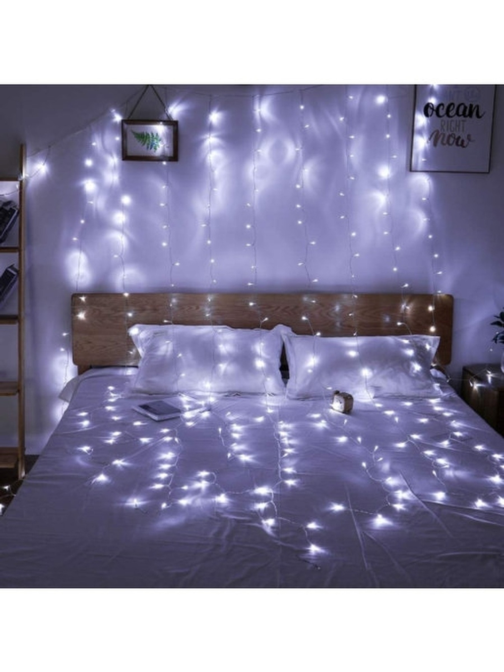 Гирлянда новогодняя штора 3x3/занавес/светодиодная/на окно/дождик