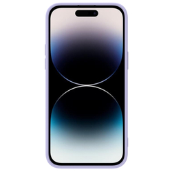 Чехол фиолетового цвета (Misty Purple) с шелковистым покрытием от Nillkin для iPhone 14 Pro Max, серия CamShield Silky Magnetic Silicone Case (поддержка беспроводной зарядки MagSafe)