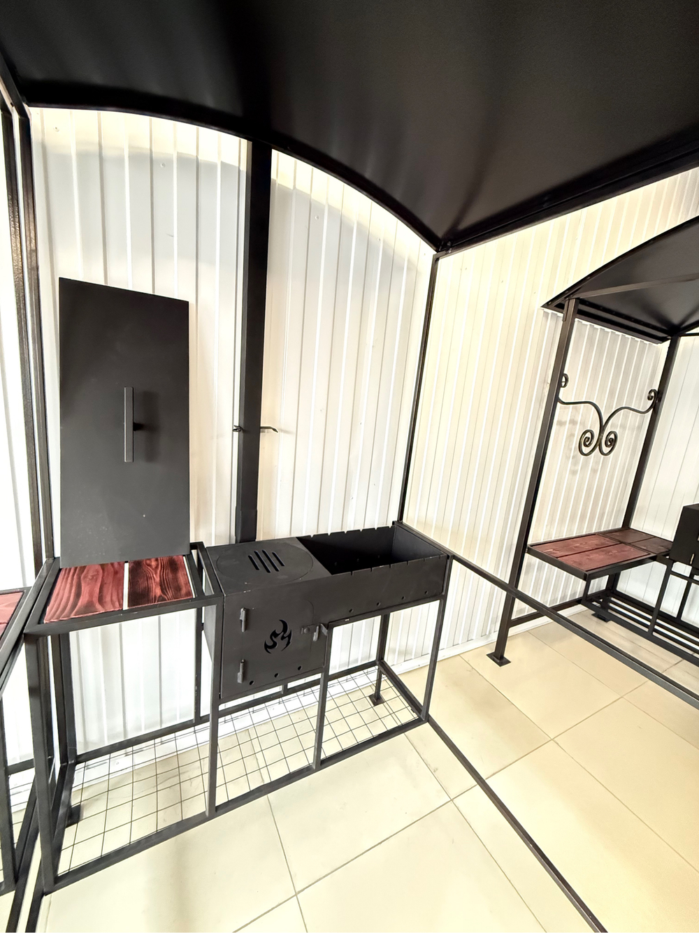 Мангальная зона простая 5 мм с печью под казан