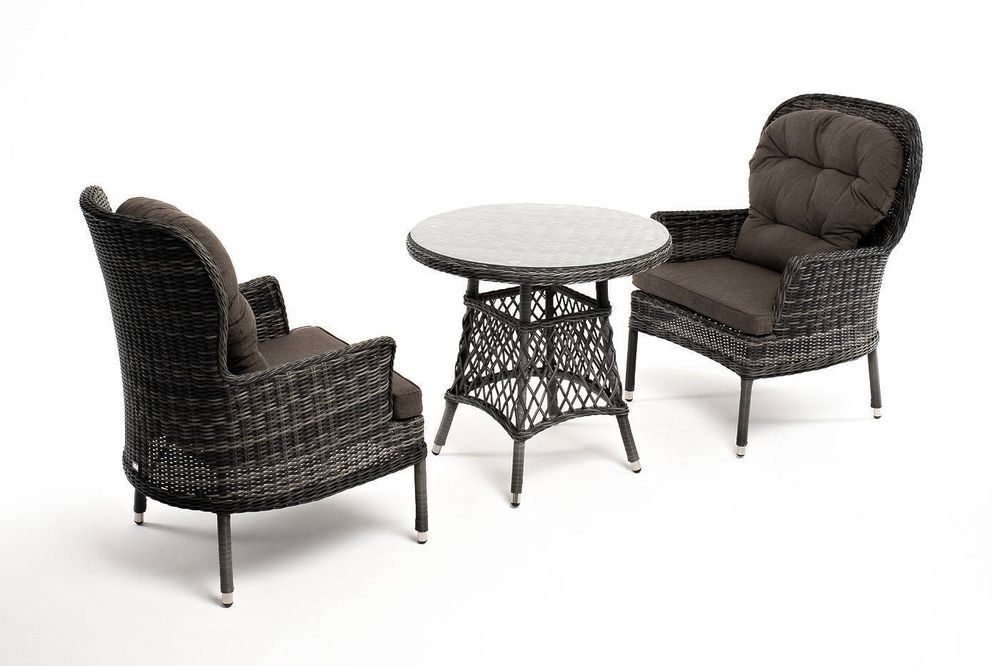 "Алиса" кофейный комплект из искусственного ротанга, цвет графит